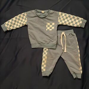Play condition blue and white checked baby outfit